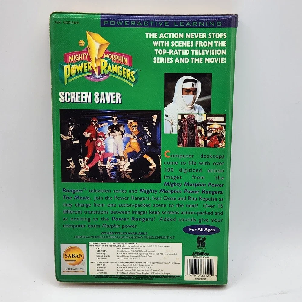 Mighty Morphin Power Rangers Screen Saver CD-ROM 1995 Saban PC‎ Mac